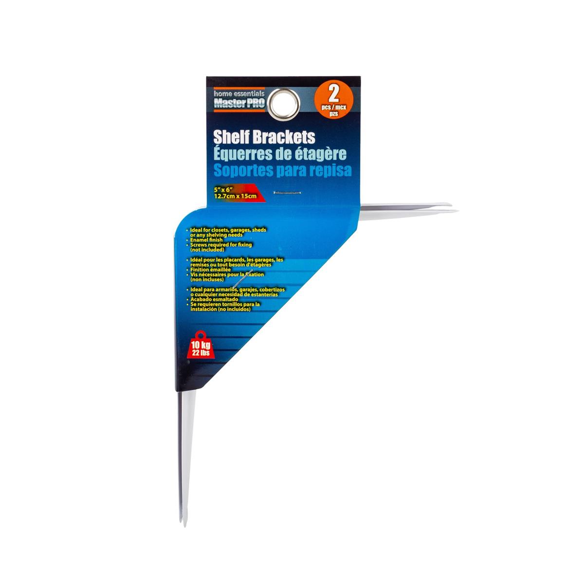 2-Pack Shelf Brackets, 5" x 6"