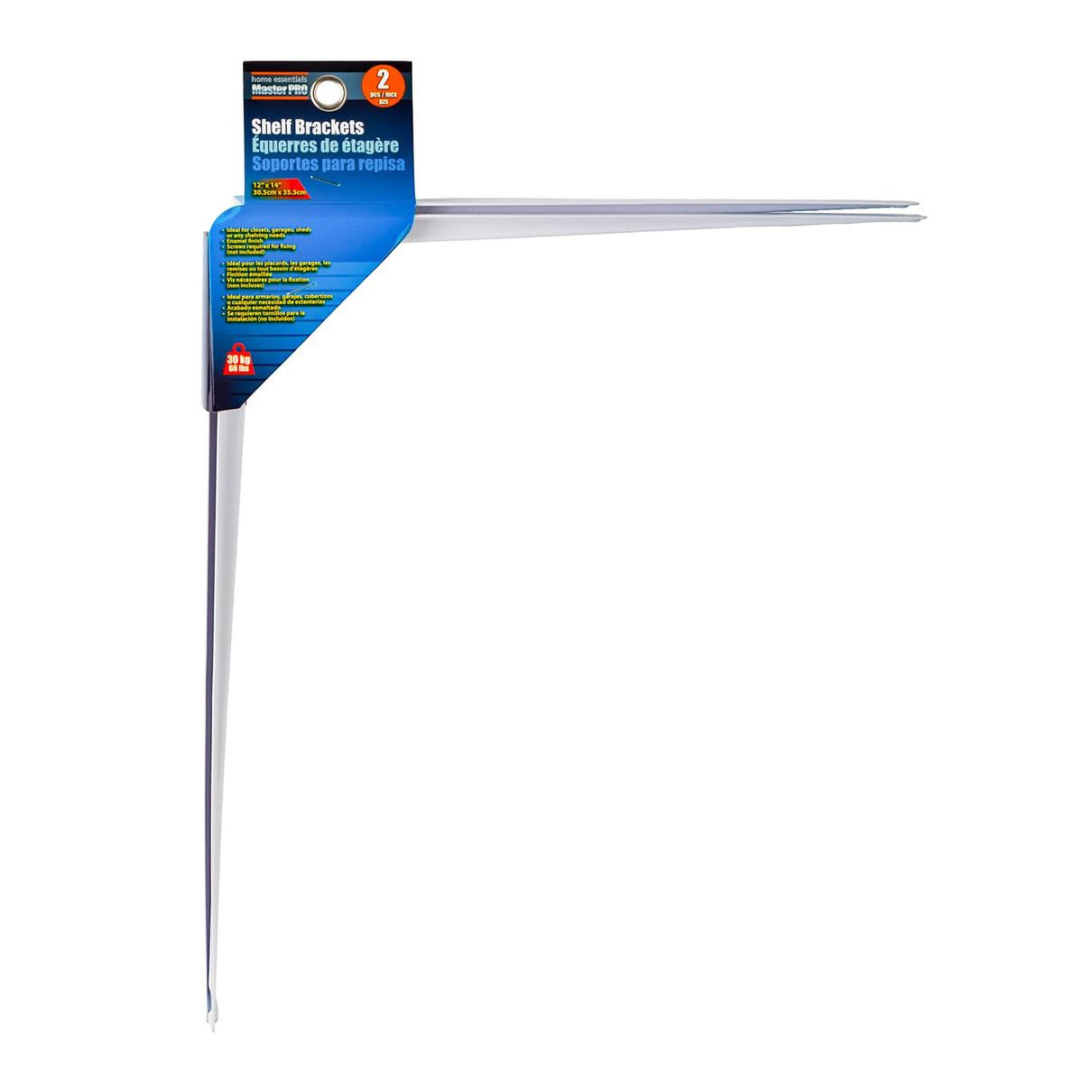 Master Pro 2-Piece Shelf Brackets, 12" x 14"