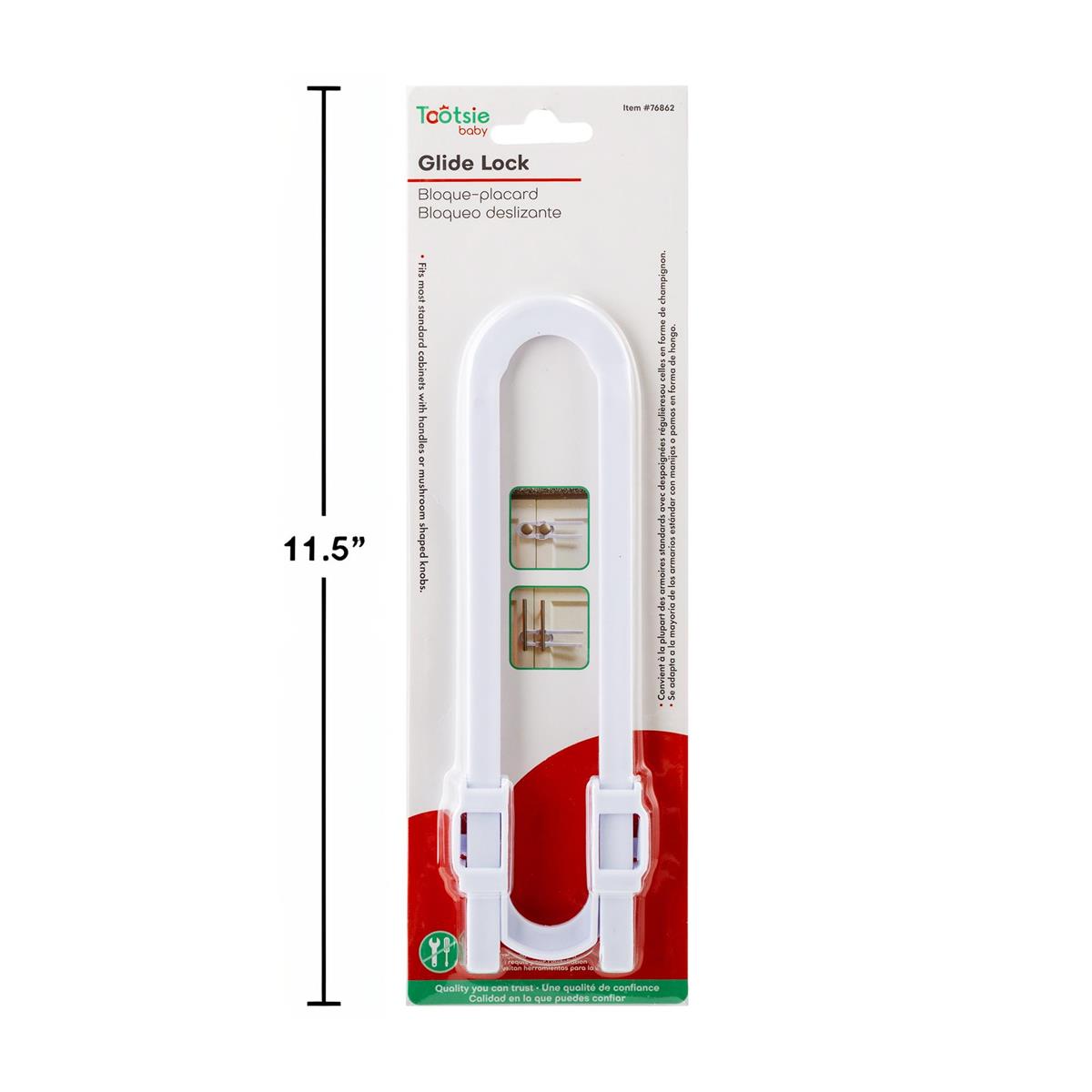 Baby Cabinet Glide Lock, White
