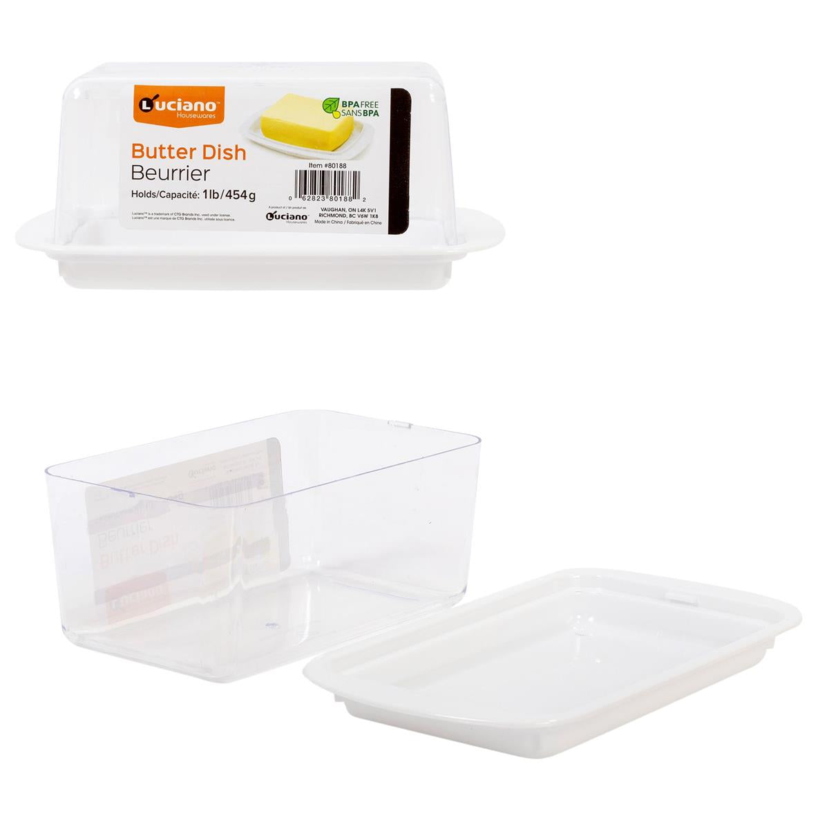 Luciano Butter Dish, 1-lb (454g) Capacity, Dimensions 5.5x3.5x2.5"