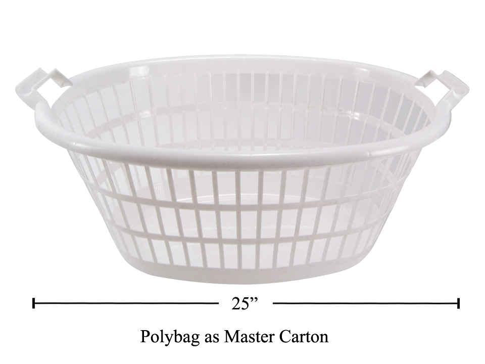 Oval Laundry Basket, White 25.2x17.3x10.6"