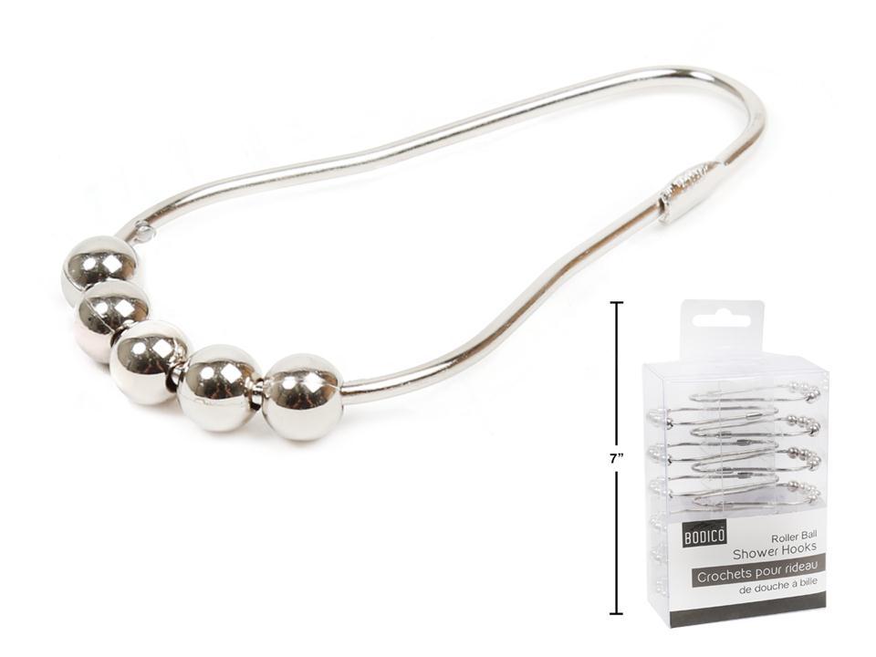 Bodico Roller Balls Shower Curtain Hooks, Chrome