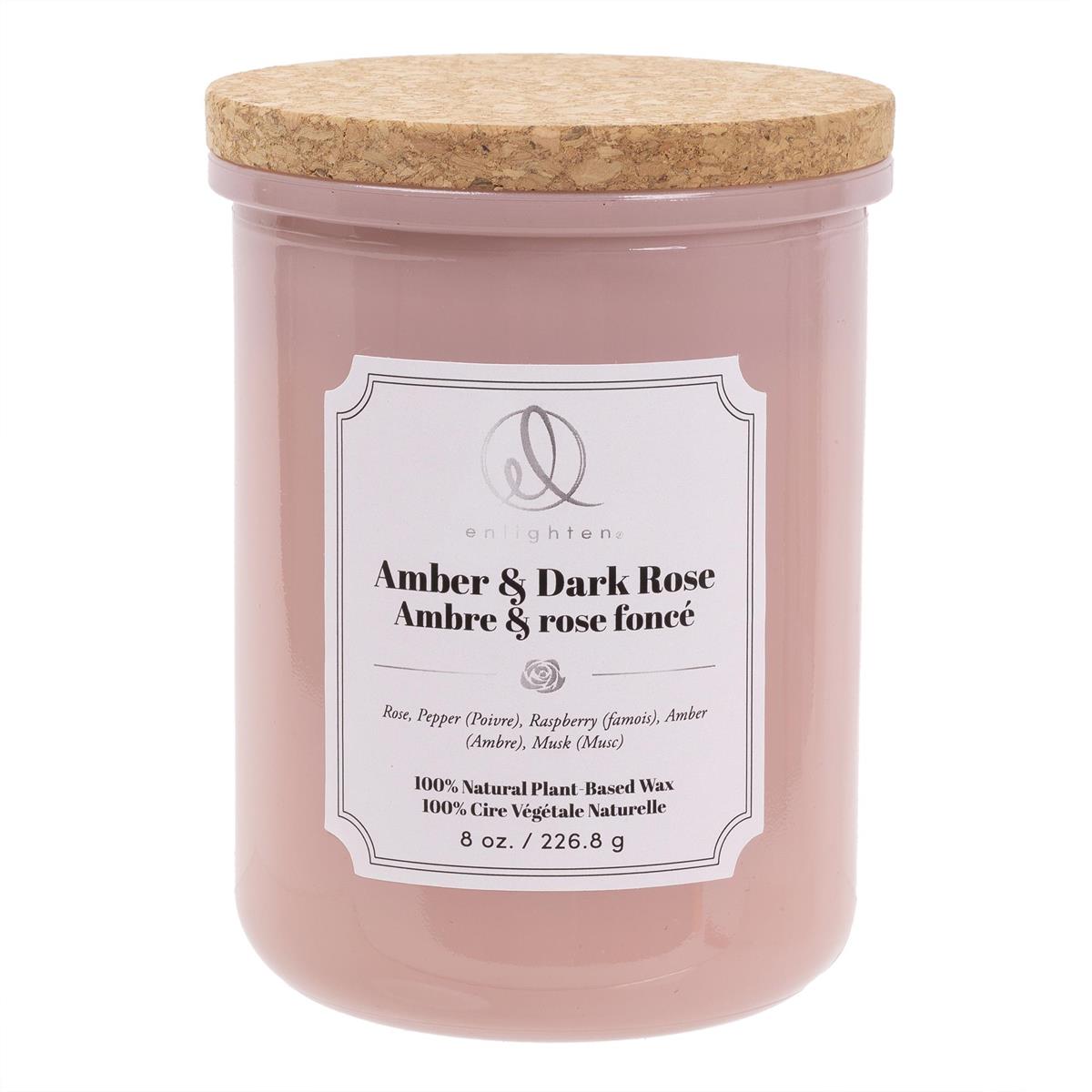 Enlighten Amber & Dark Rose Scented Candle with Wood Lid, 226 g