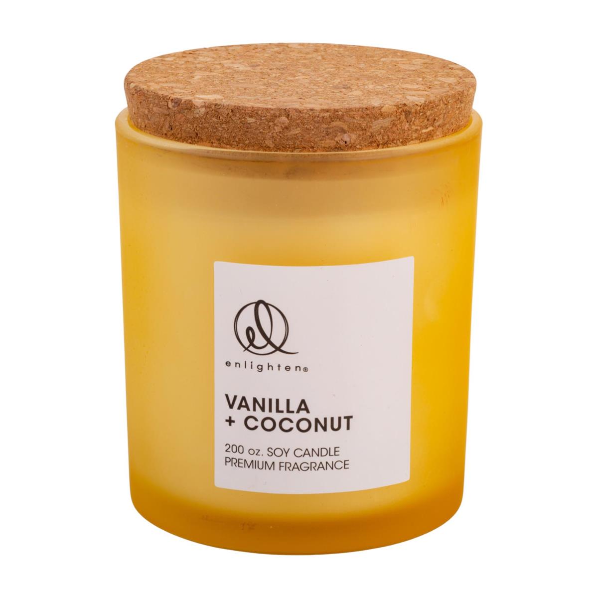 Soy Glass Jar Candle with Cork Lid, Vanilla & Coconut