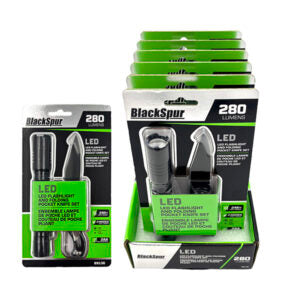 Aluminum Flashlight and Folding Knife Set with Batteries