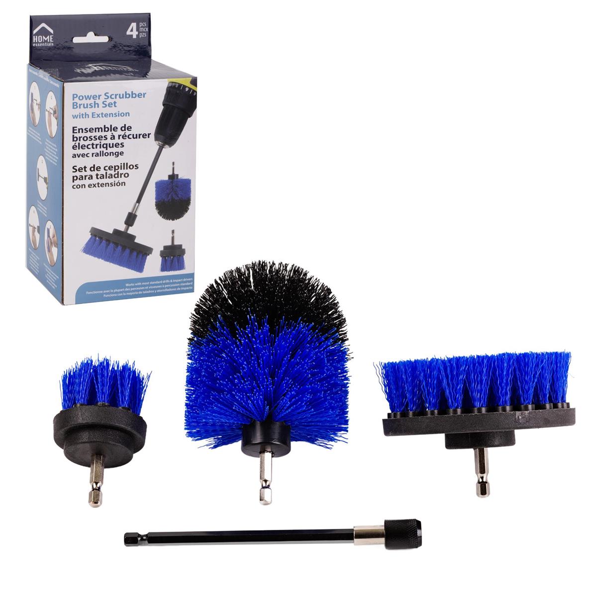 Power Scrubber Brush Set w/ Extension, 4-PC