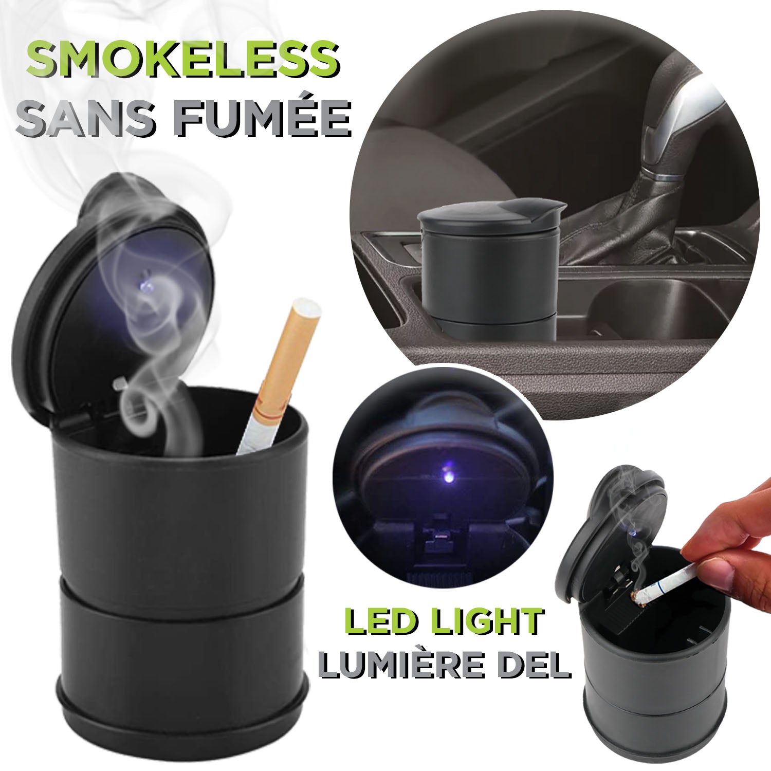 Portable Car Ashtray with LED Light