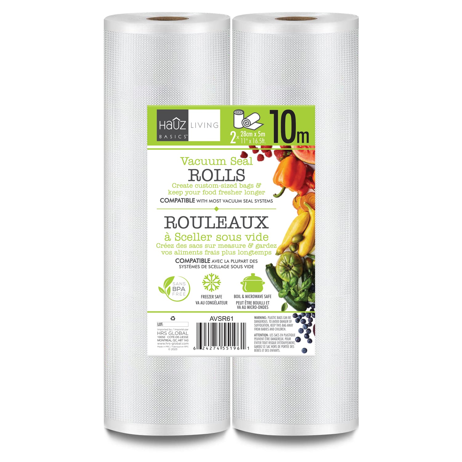 Hauz Vacuum Seal Rolls, 2-Pack