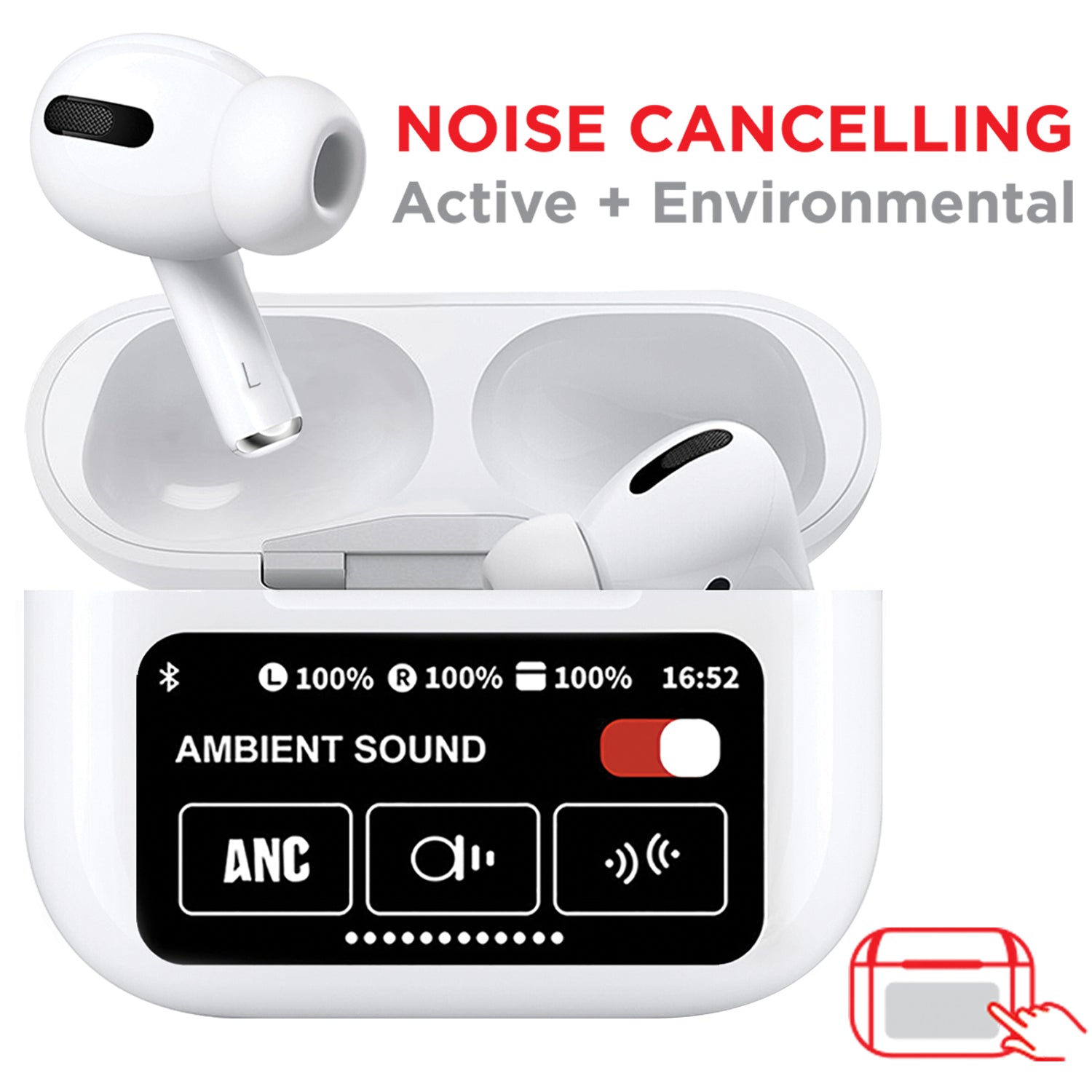 Escape Wireless Earbuds with Touchscreen Charging Case - White