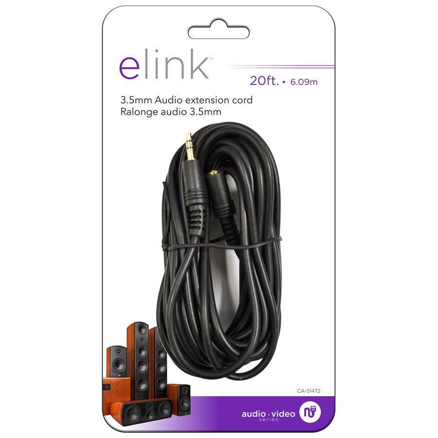 20 Ft. 3.5mm Straight Headphone Extension Cord