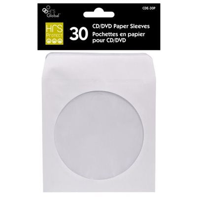 CD/DVD Paper Sleeves, 30 Pack