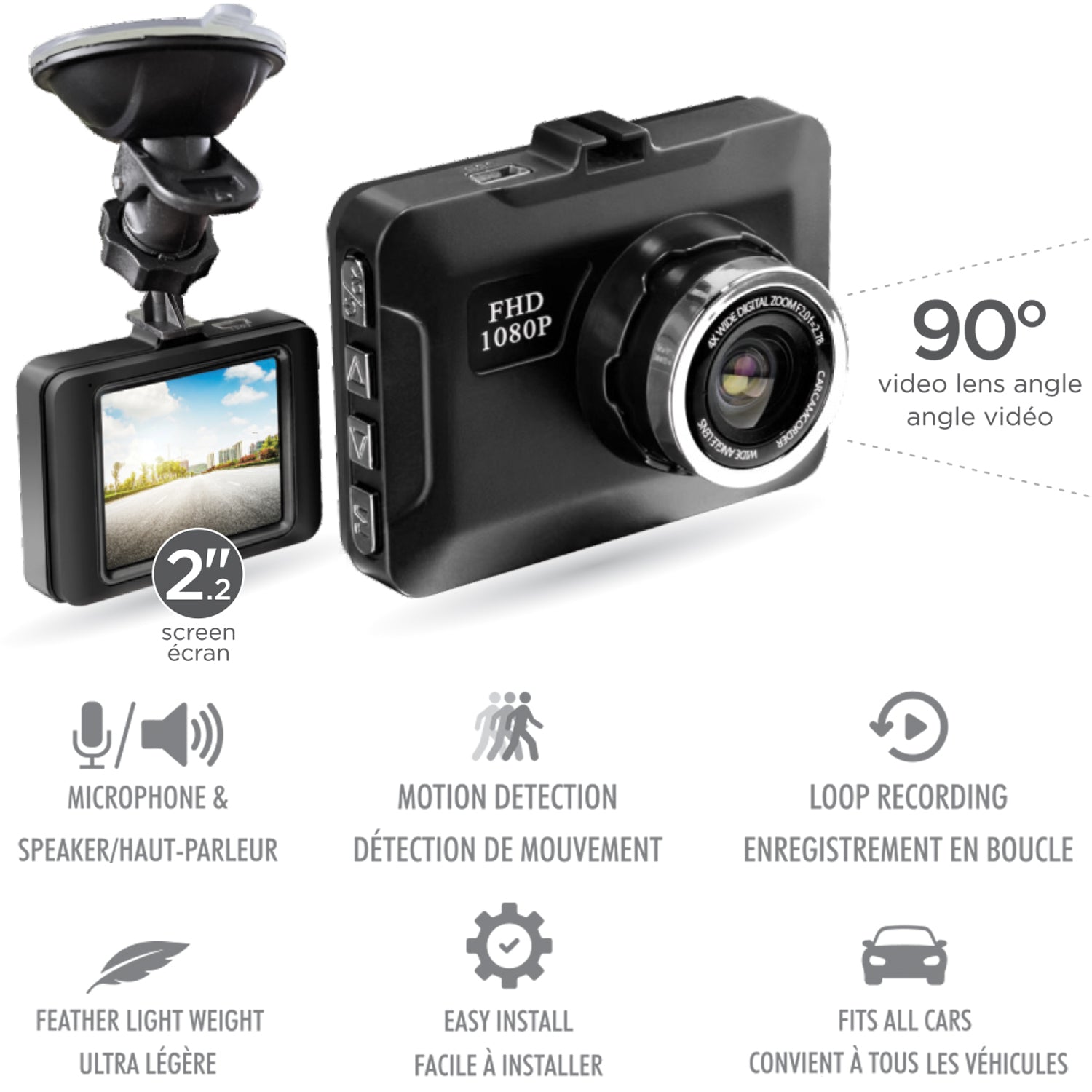Dashboard Camera with 2.2" Display