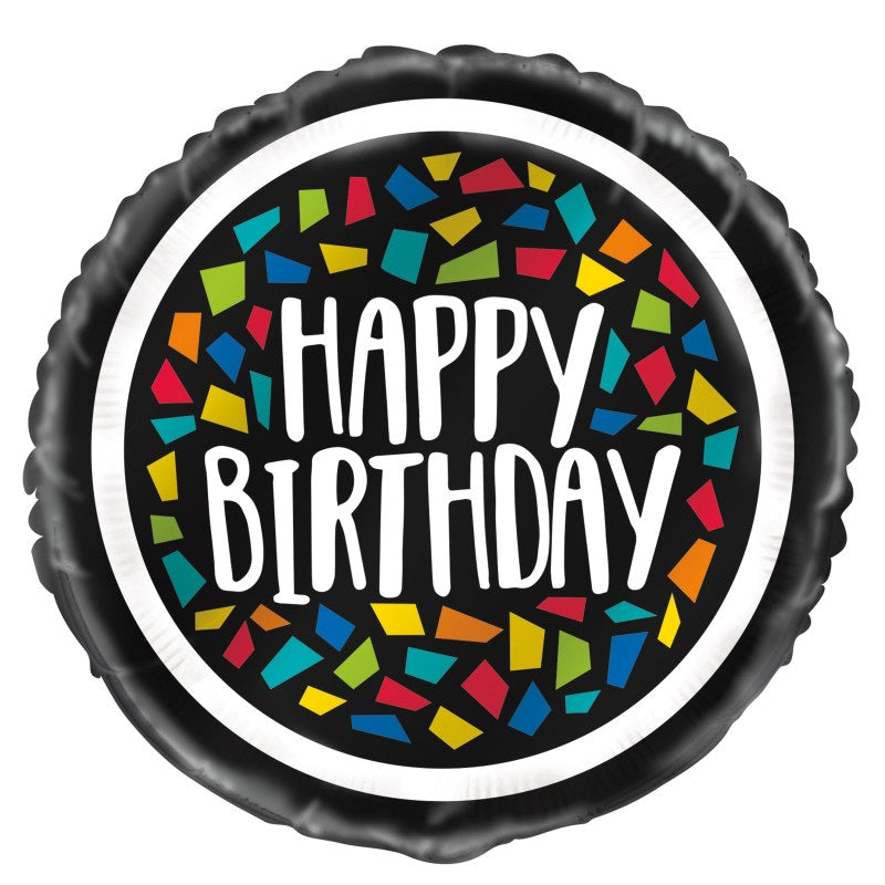 Colorful Mosaic Birthday Round Foil Balloon 18"