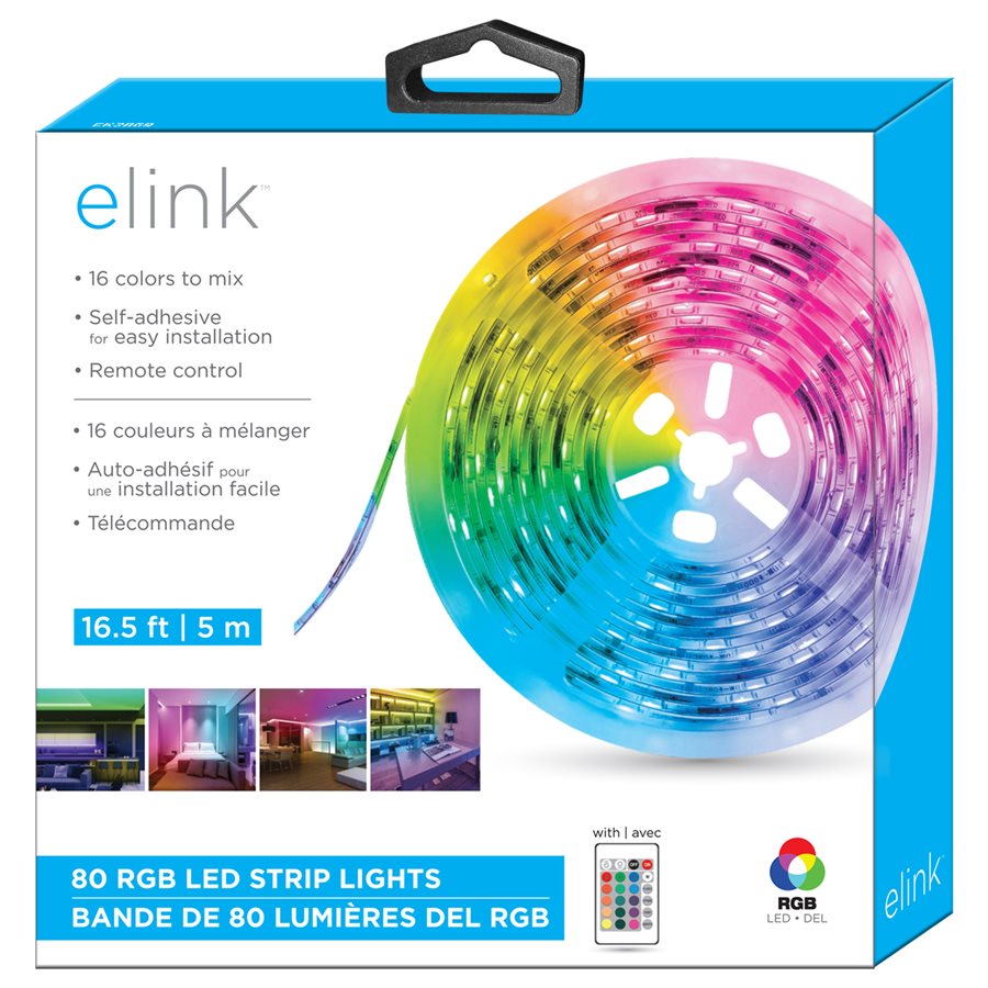 ELINK 16.5ft (5M) 80 RGB LED Strip Light, Complete with Remote Control
