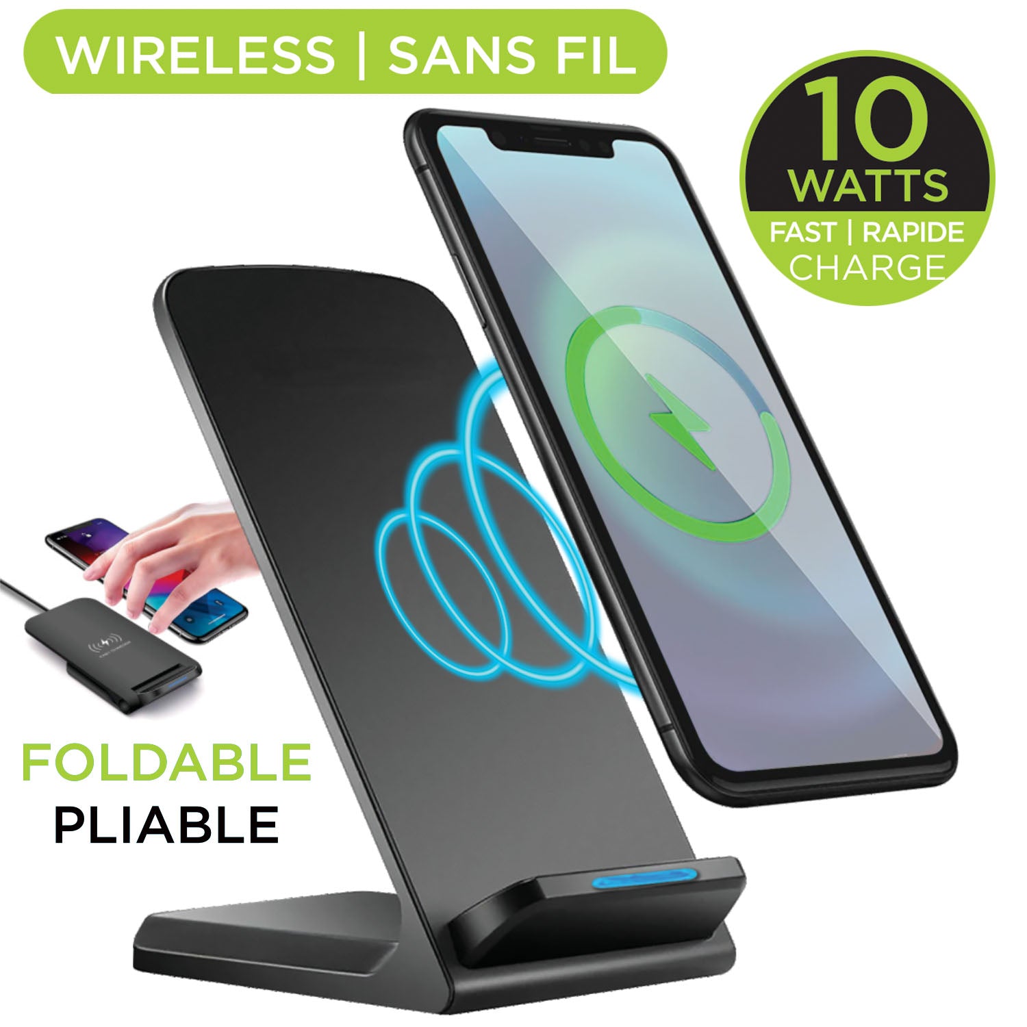 10W Foldable Wireless Charger, Black