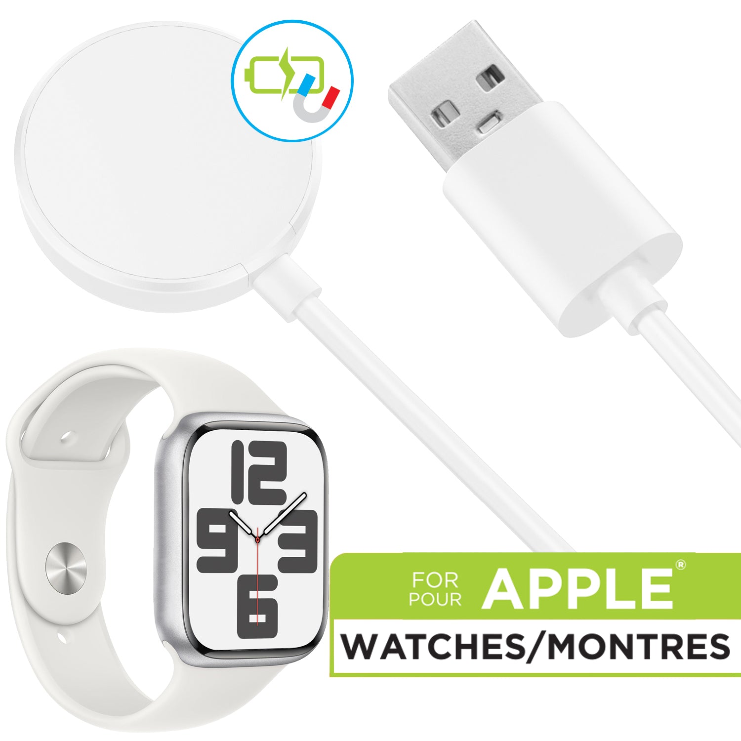 Magnetic USB Charger for Apple Watch, 3.3 ft