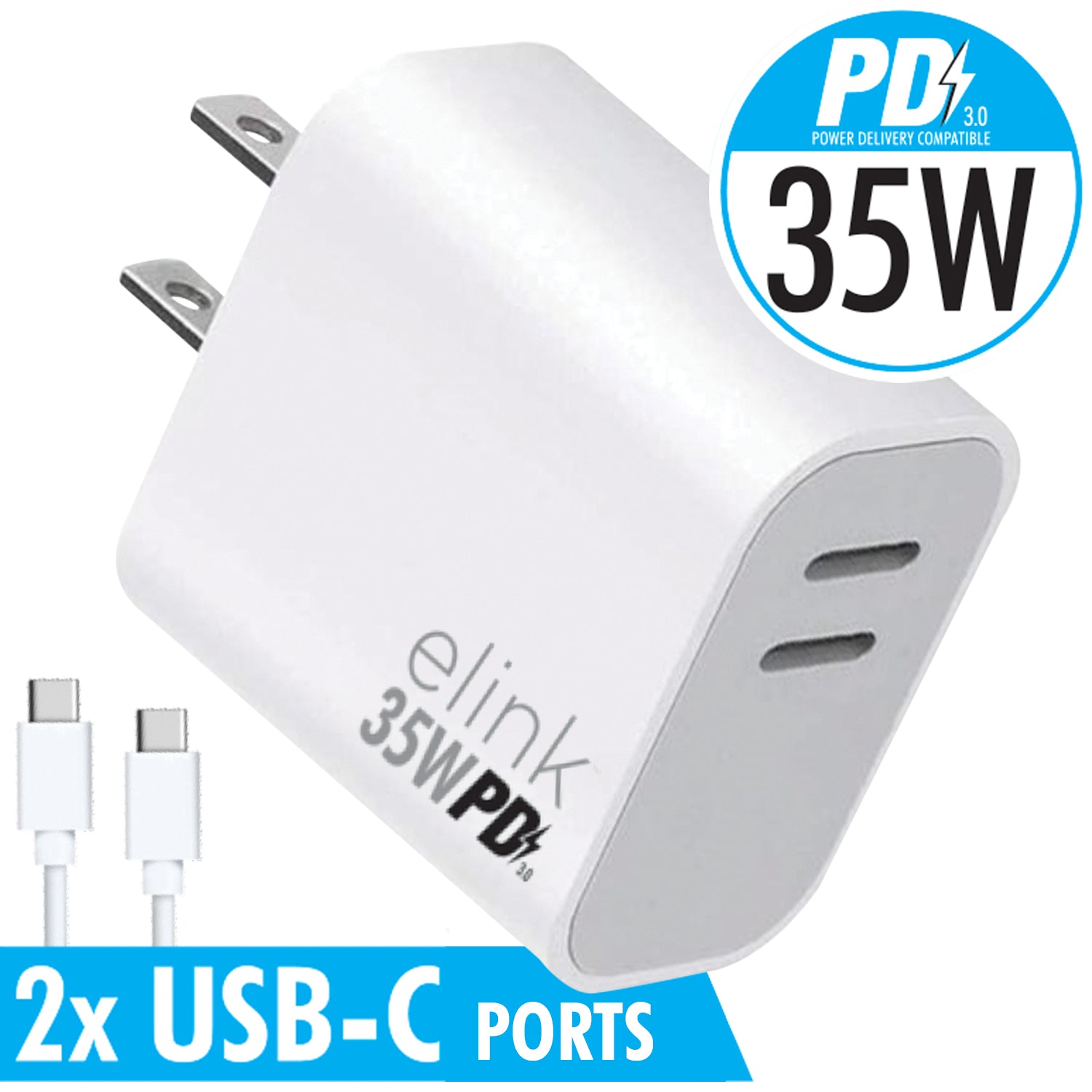 BOOST 35W Dual-Port USB-C Fast Wall Charger
