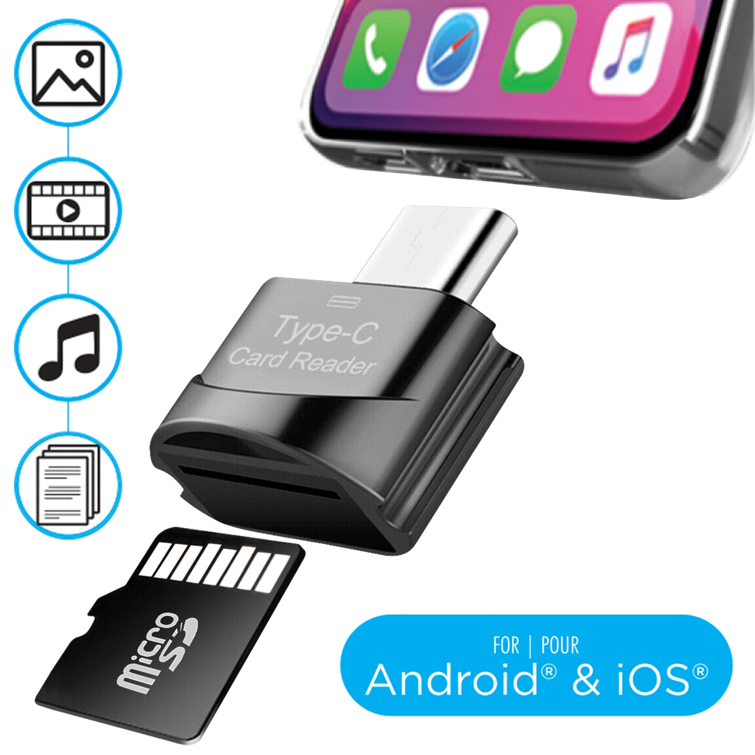 Type-C Micro SD Card Reader with Keychain