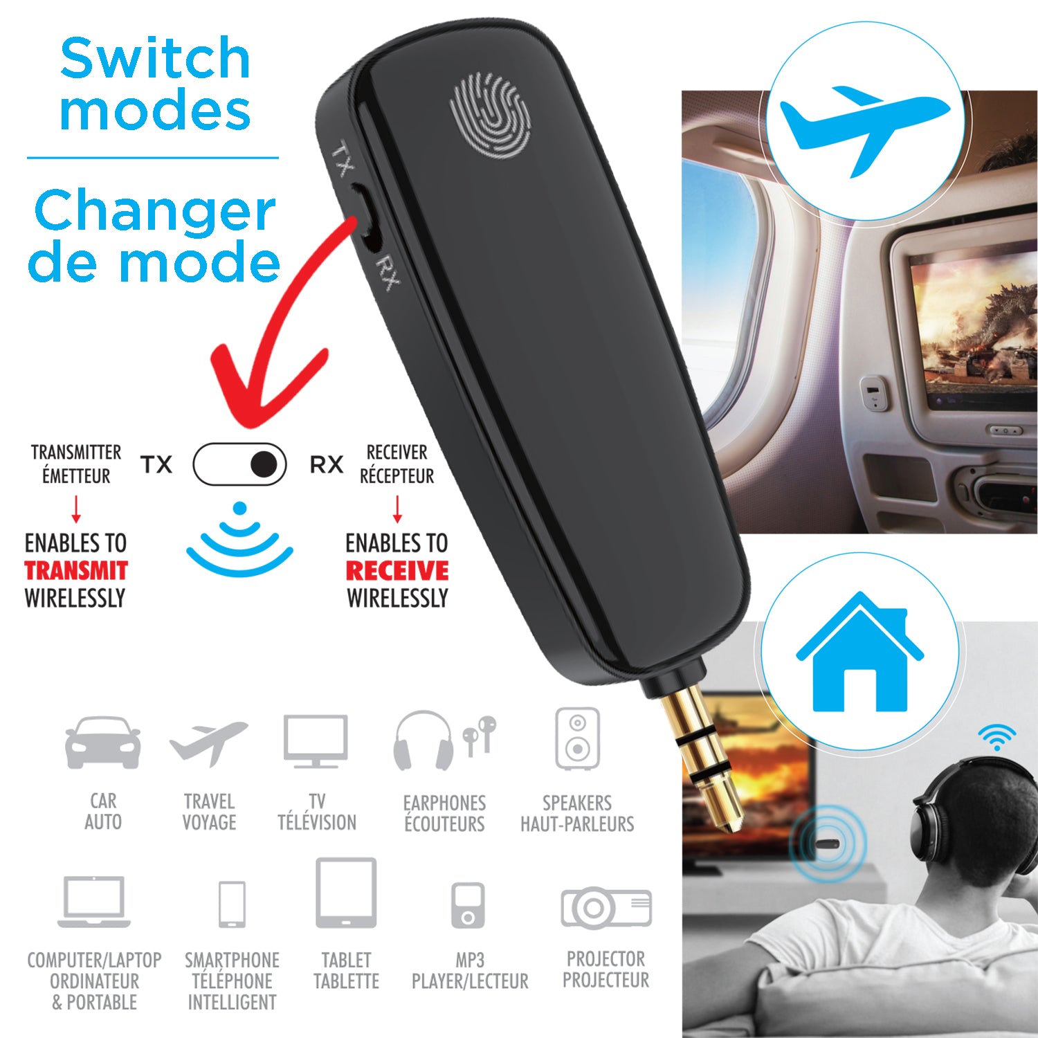 Rechargeable 3-in-1 Bluetooth AUX Adapter