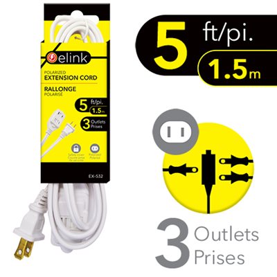 5 Ft. 3-Outlet Indoor Extension Cord