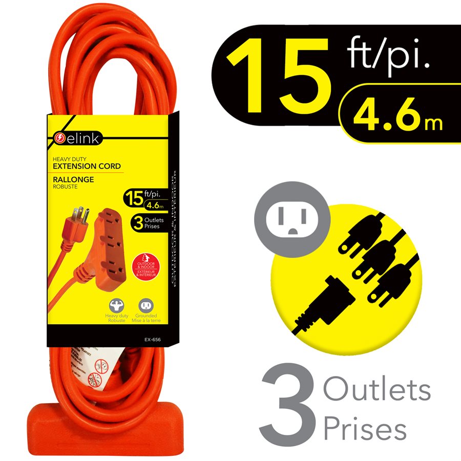 15 Ft. 3-Outlet Outdoor Extension Cord