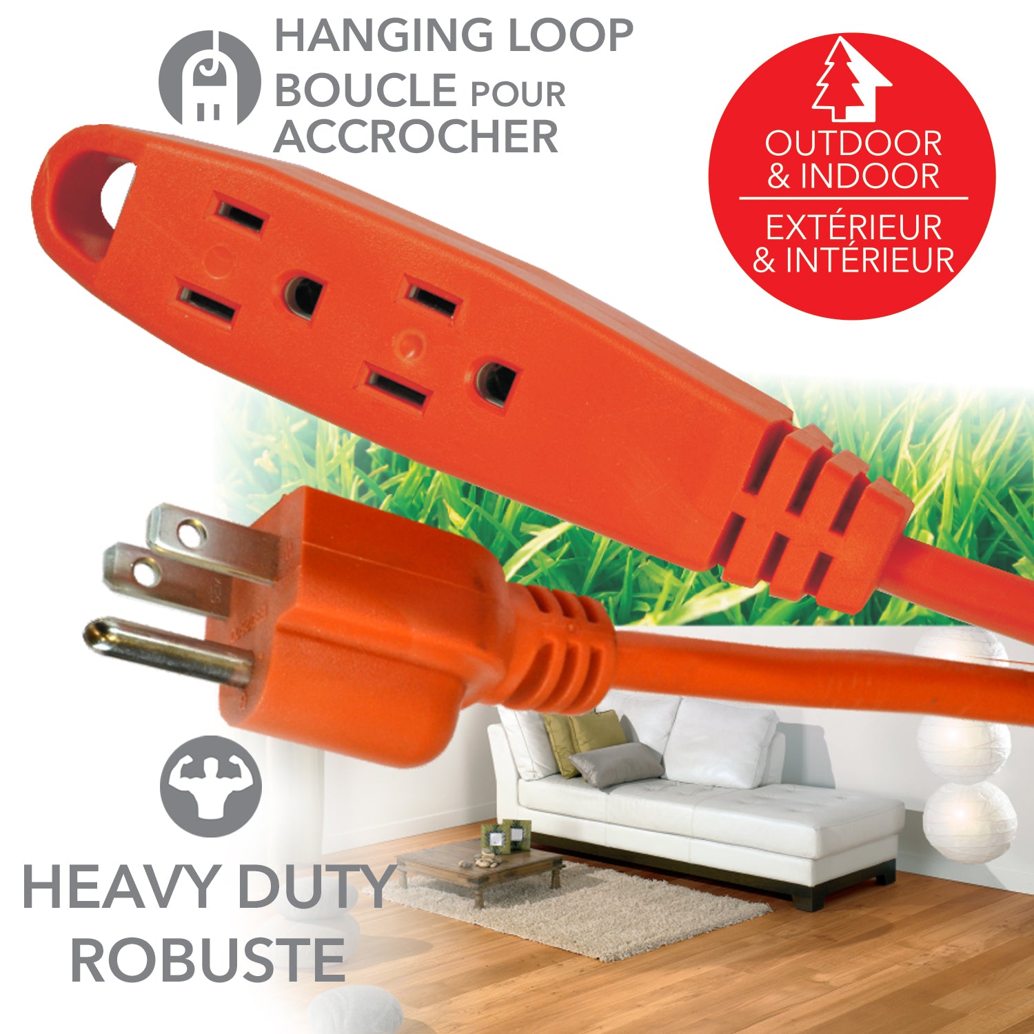 15 ft. 3-Outlet Outdoor Extension Cord