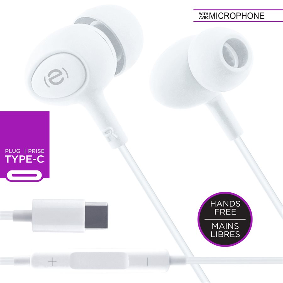 Escape Hands-Free Earphones with Type-C Plug in White