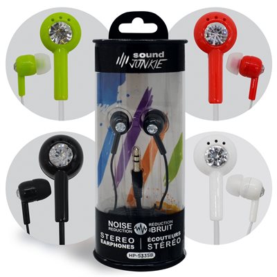 Noise Reduction Earbuds with Rhinestone