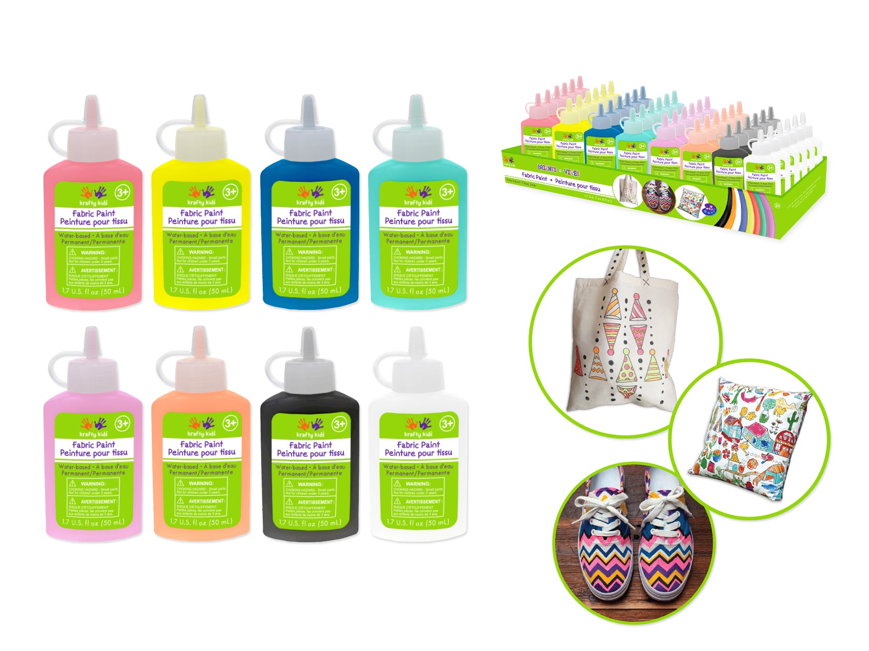 Krafty Kids: 50ml Fabric Paint Brights 6 Each