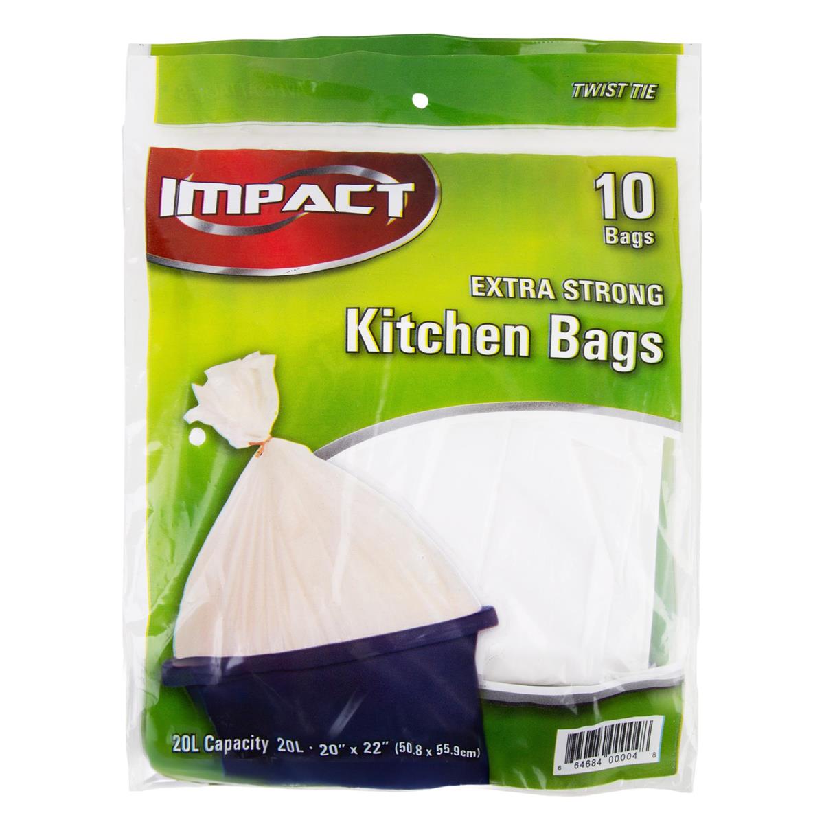 10-Pc White Kitchen Trash Bags, 20x22"