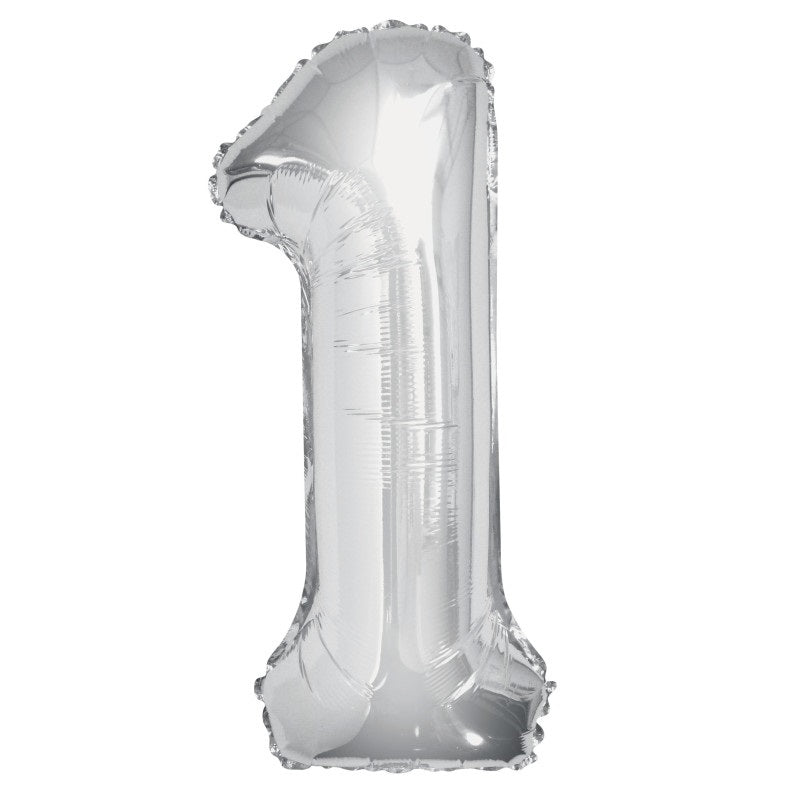 Silver Number 1 Foil Balloon 34"