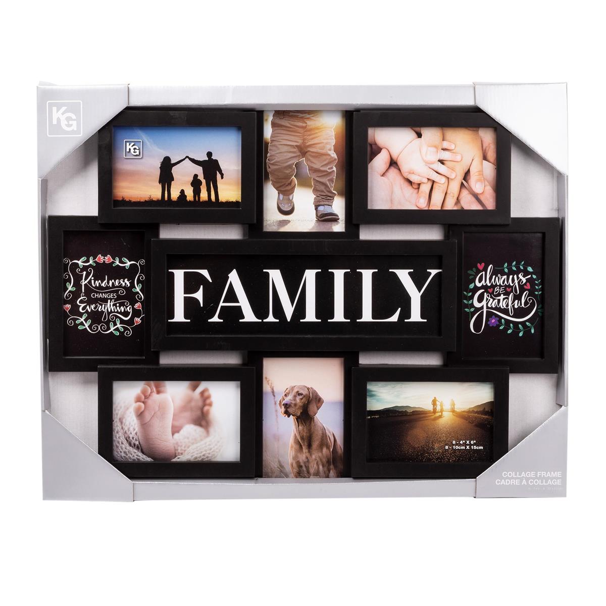 Family Collage Frame for 8-4x6in, Black, 17.5x22in