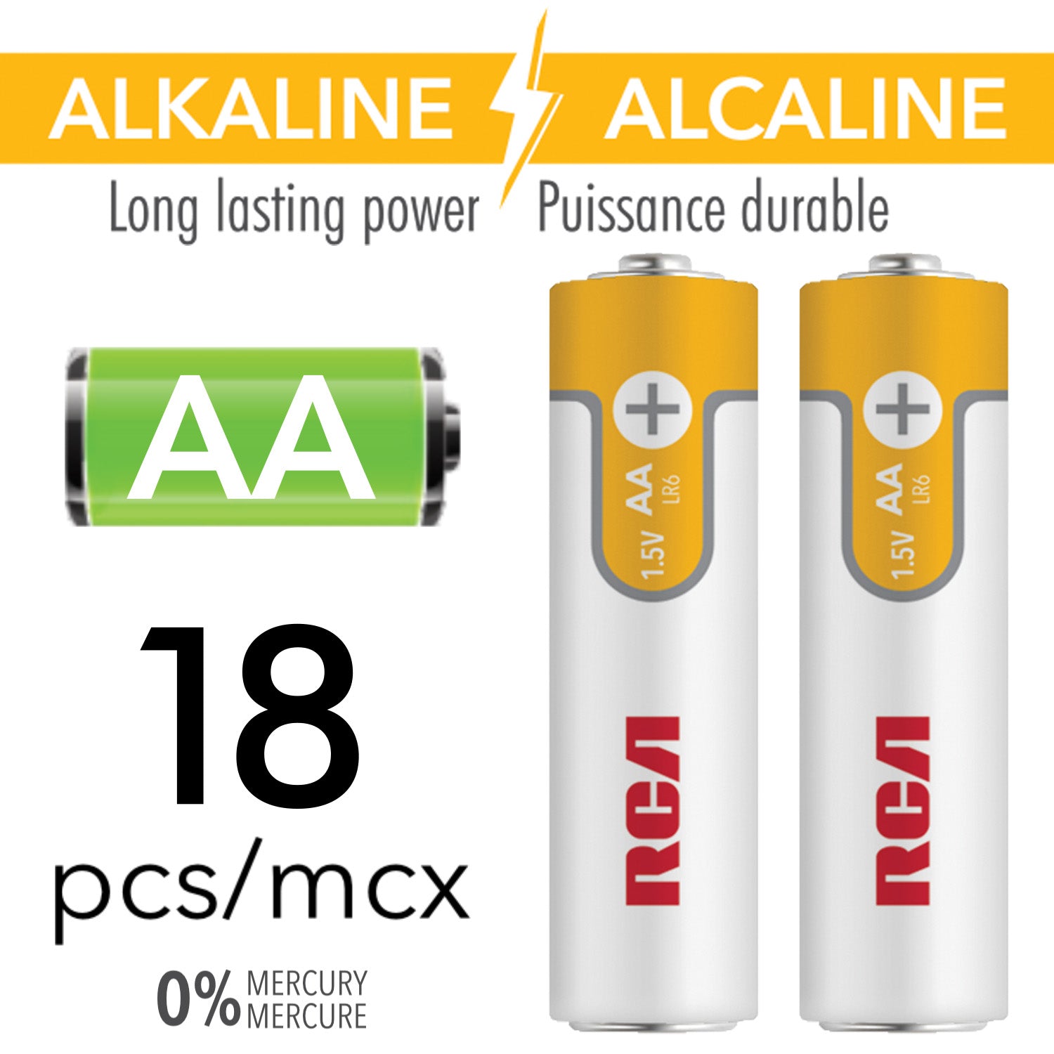RCA AA Alkaline Batteries, 18-Pack