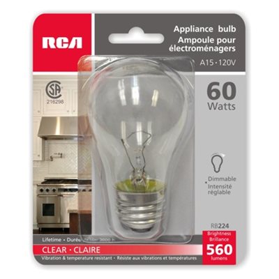 Clear 60W Appliance Bulb