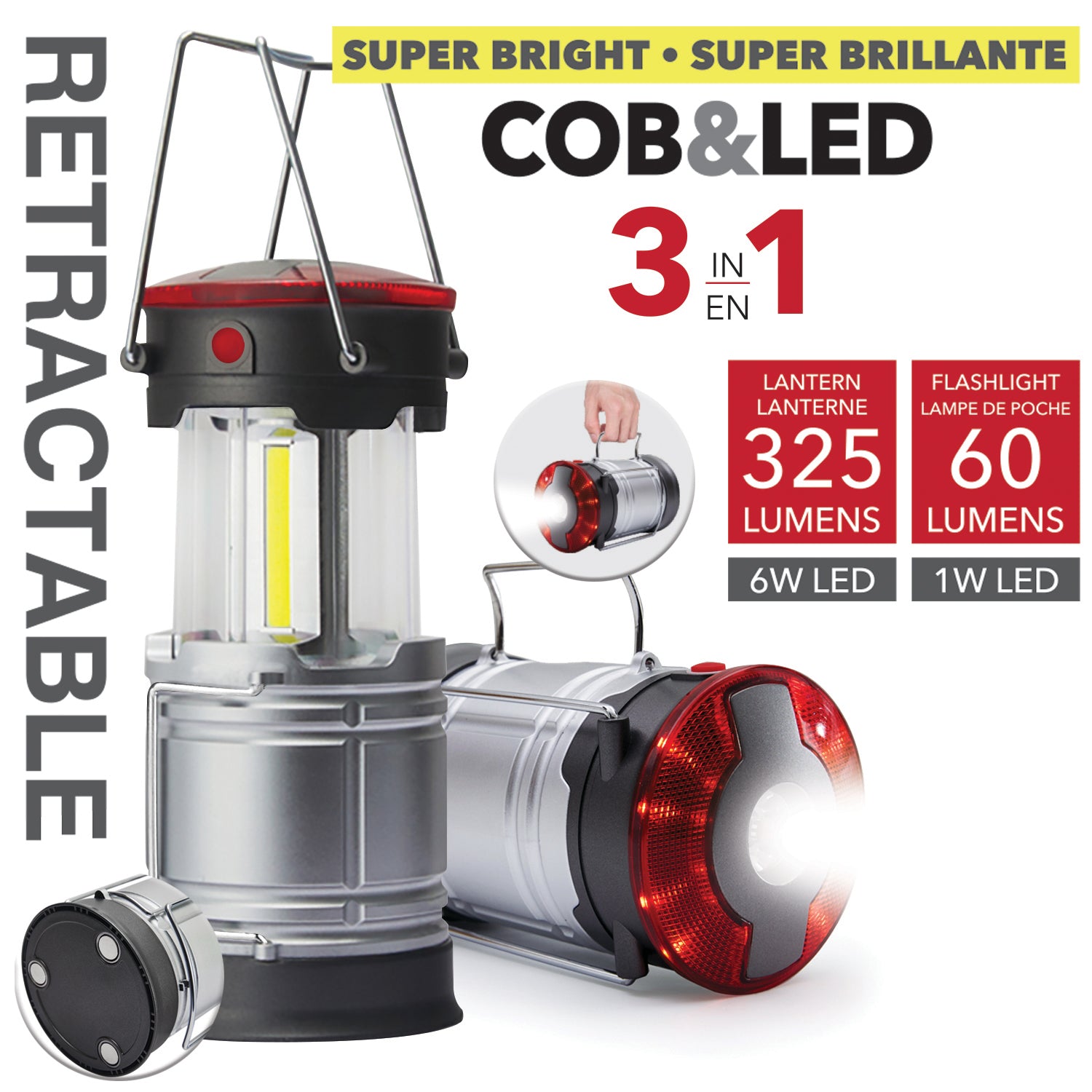RCA COB Lantern with SOS Flashlight