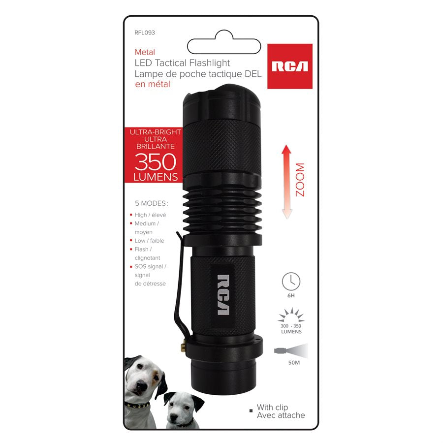 RCA 350LM Metal Flashlight with Zoom Feature