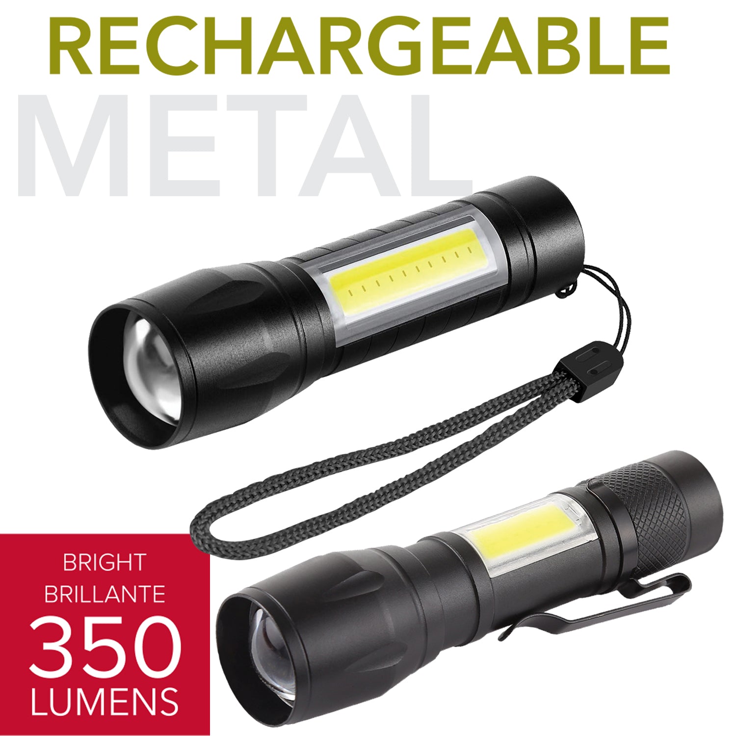 RCA Rechargeable 350-Lumen Flashlight & Mini Lantern