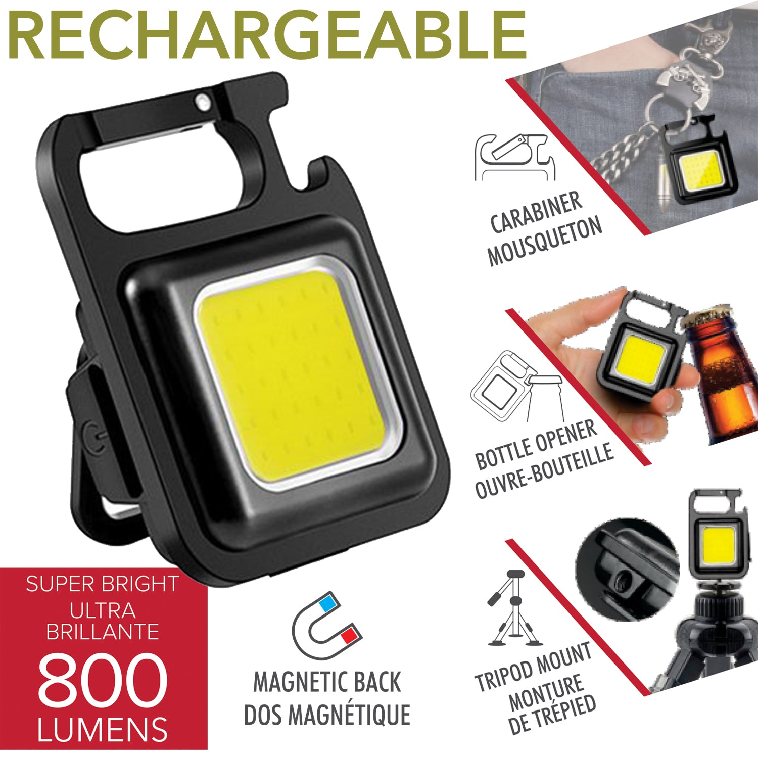 RCA Rechargeable Mini COB Flashlight - 800 Lumens