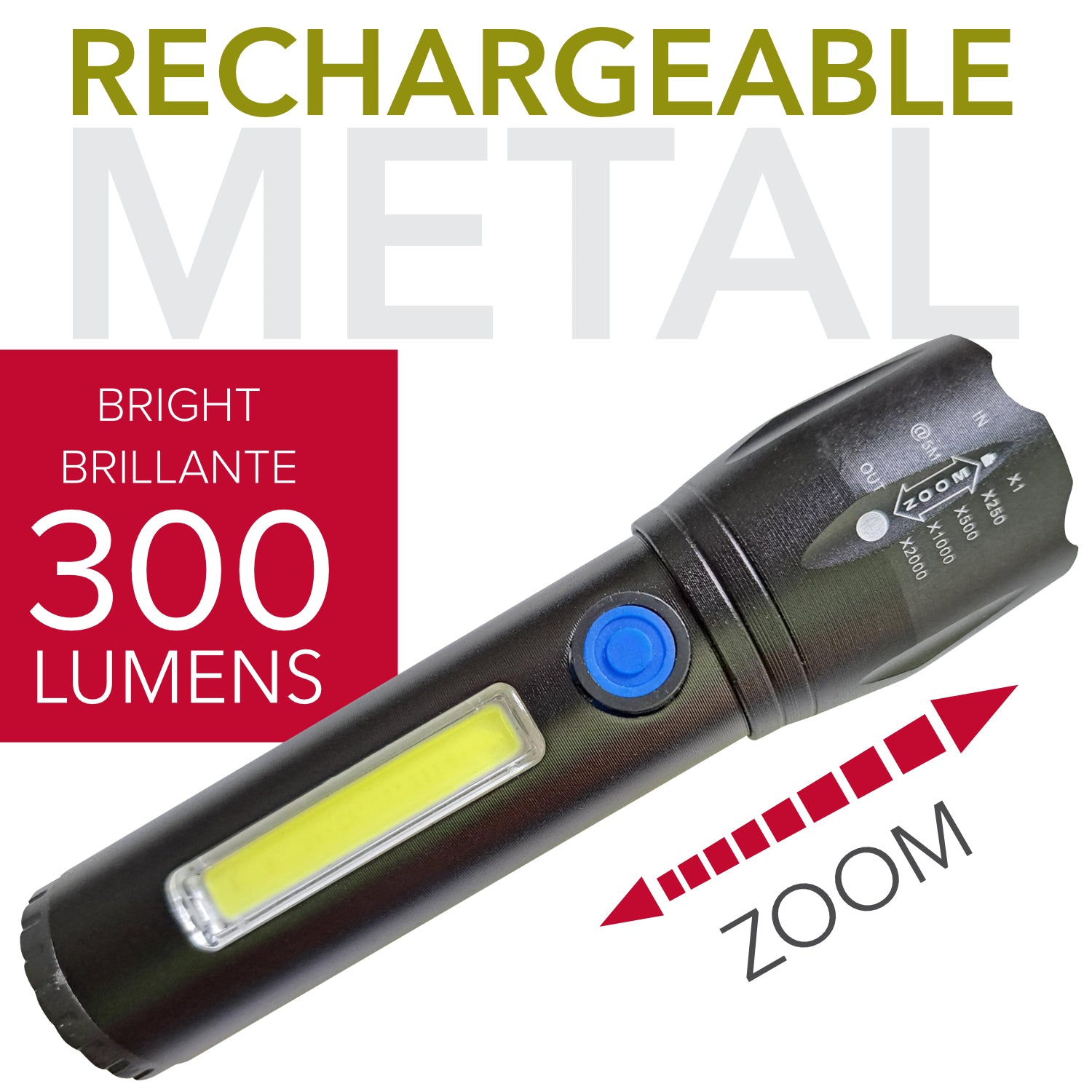 RCA Rechargeable Flashlight & Mini Lantern, 300 Lumens