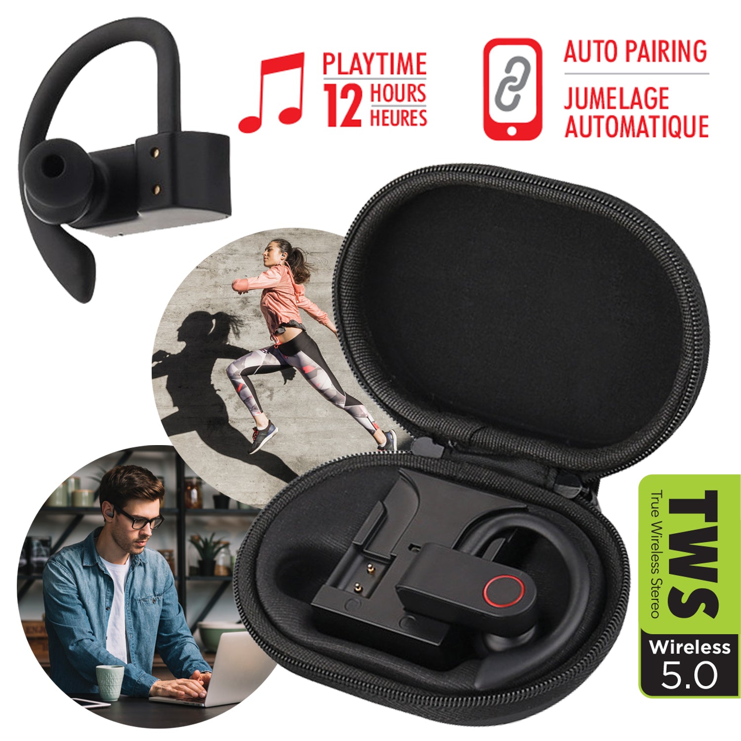 Escape Wireless Earbuds with Mic & Charging Case