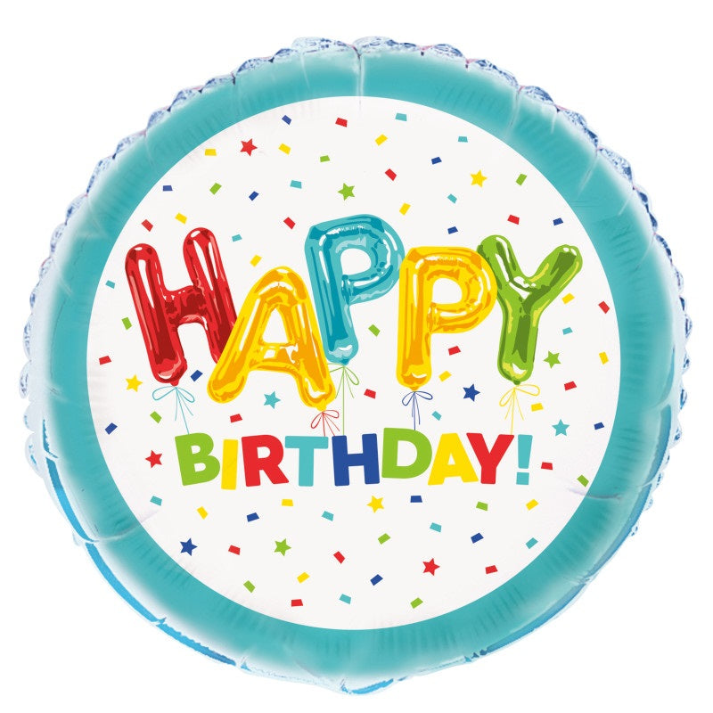 Happy Birthday Round Foil Balloon 18"