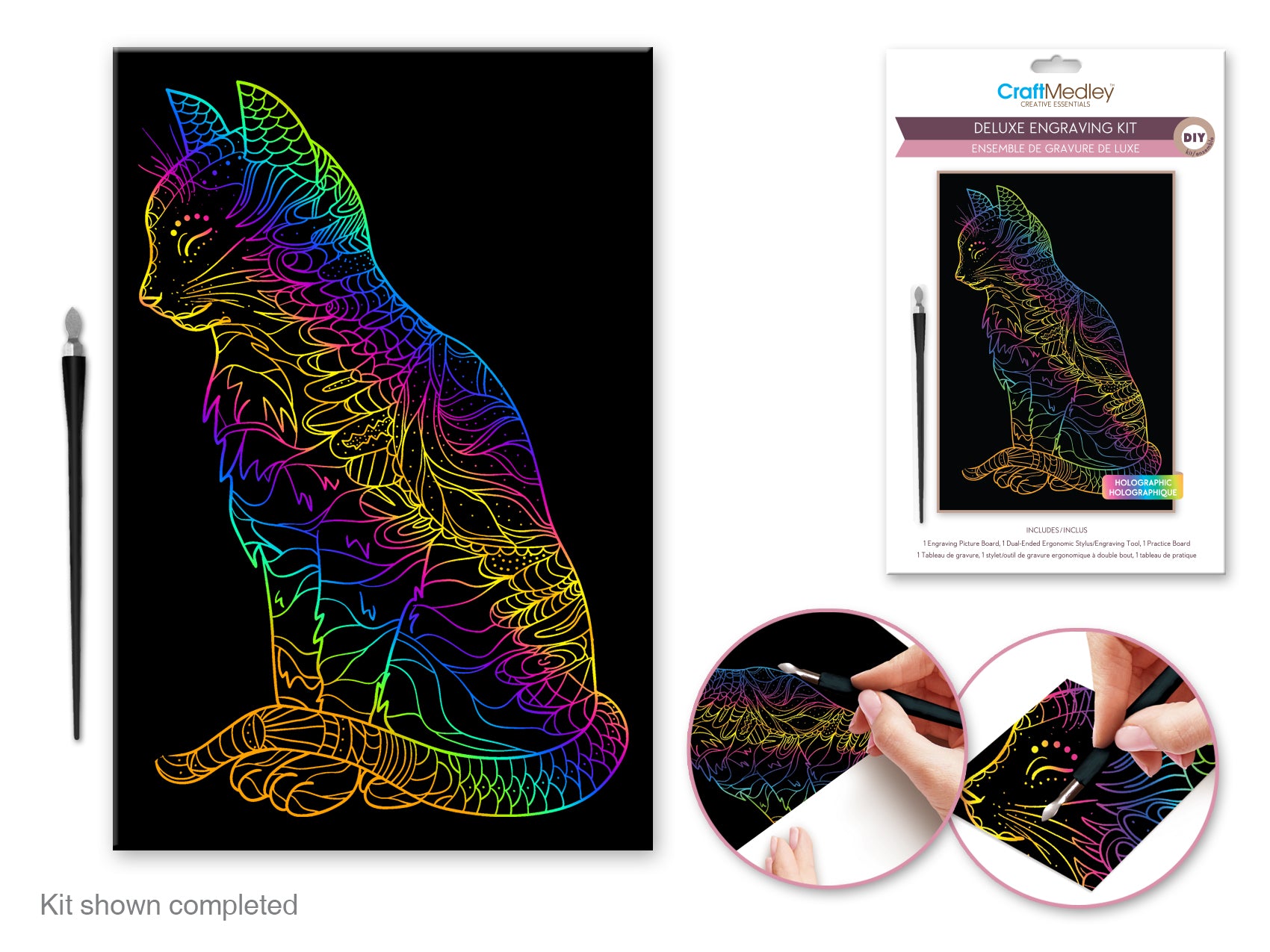 Deluxe Holographic Cat Engraving Art Kit