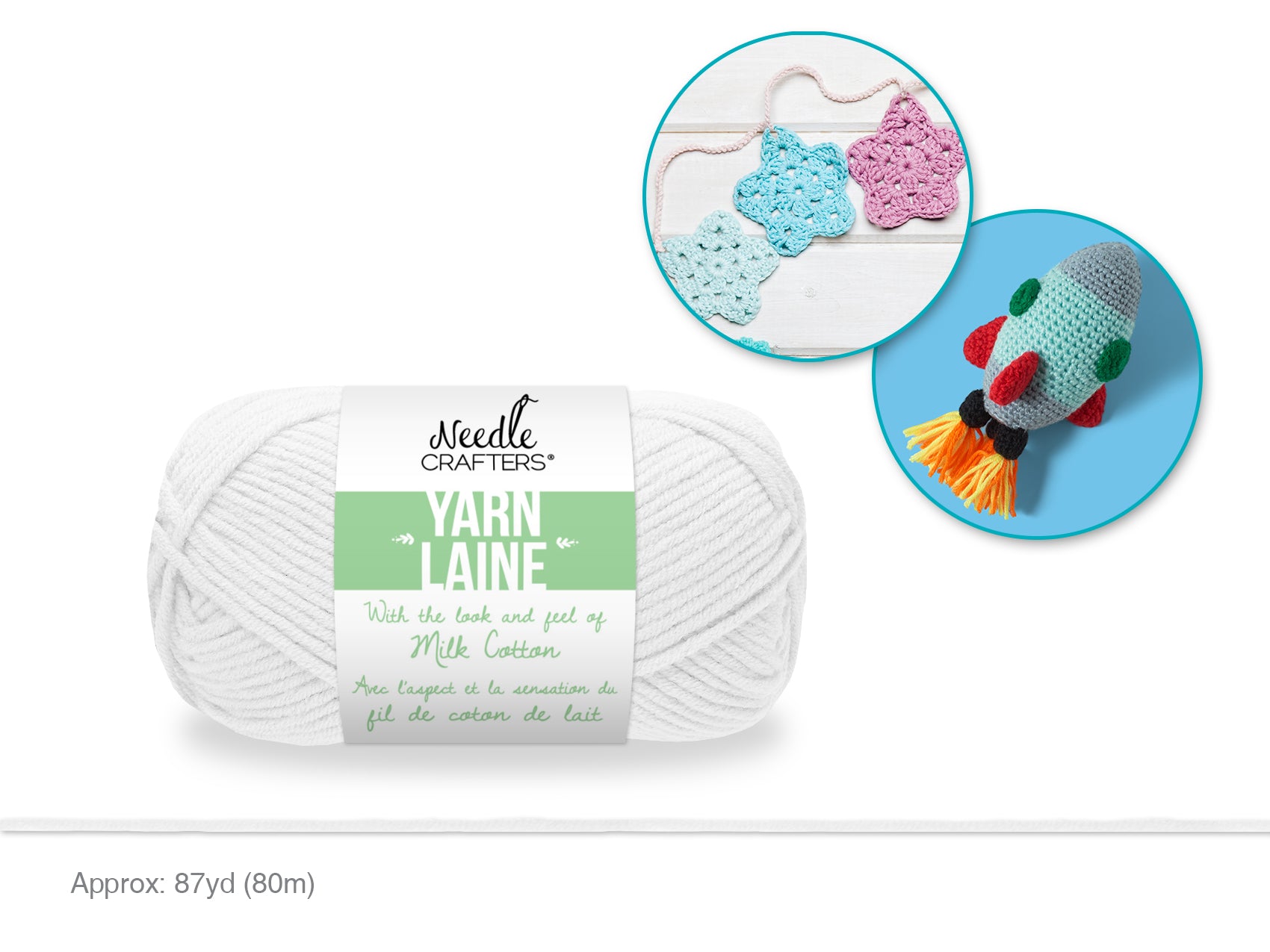 Needlecrafters White Acrylic Milk Cotton Yarn, 50g