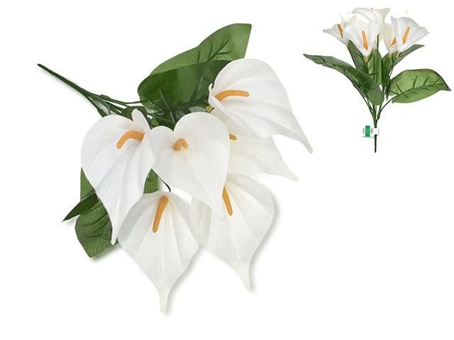 Enchanted Garden Calla Lily Stem with 6 Heads and Leaves