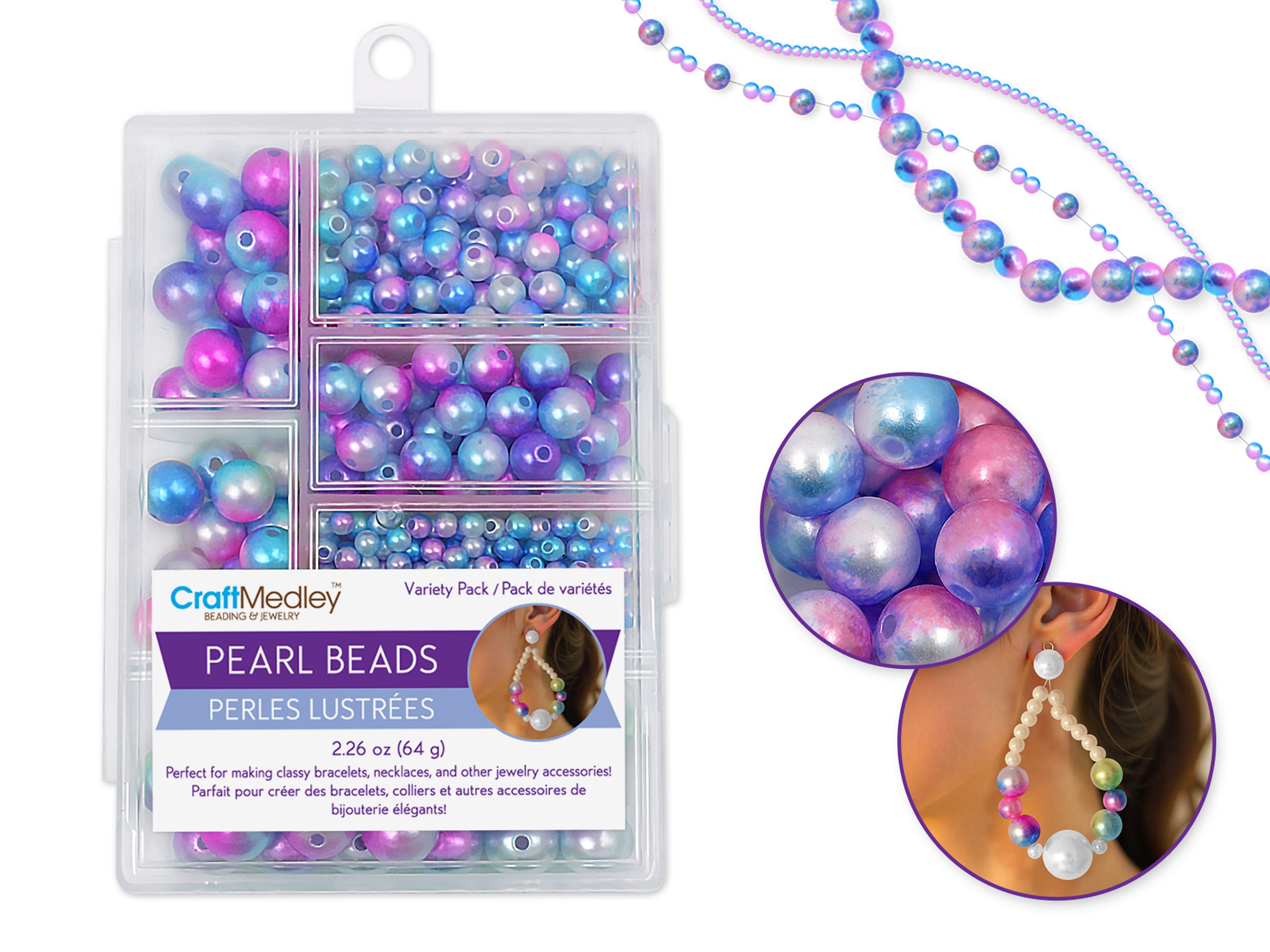 Galaxy Dyed Gloss Pearl Beads, Assorted Sizes, 64g
