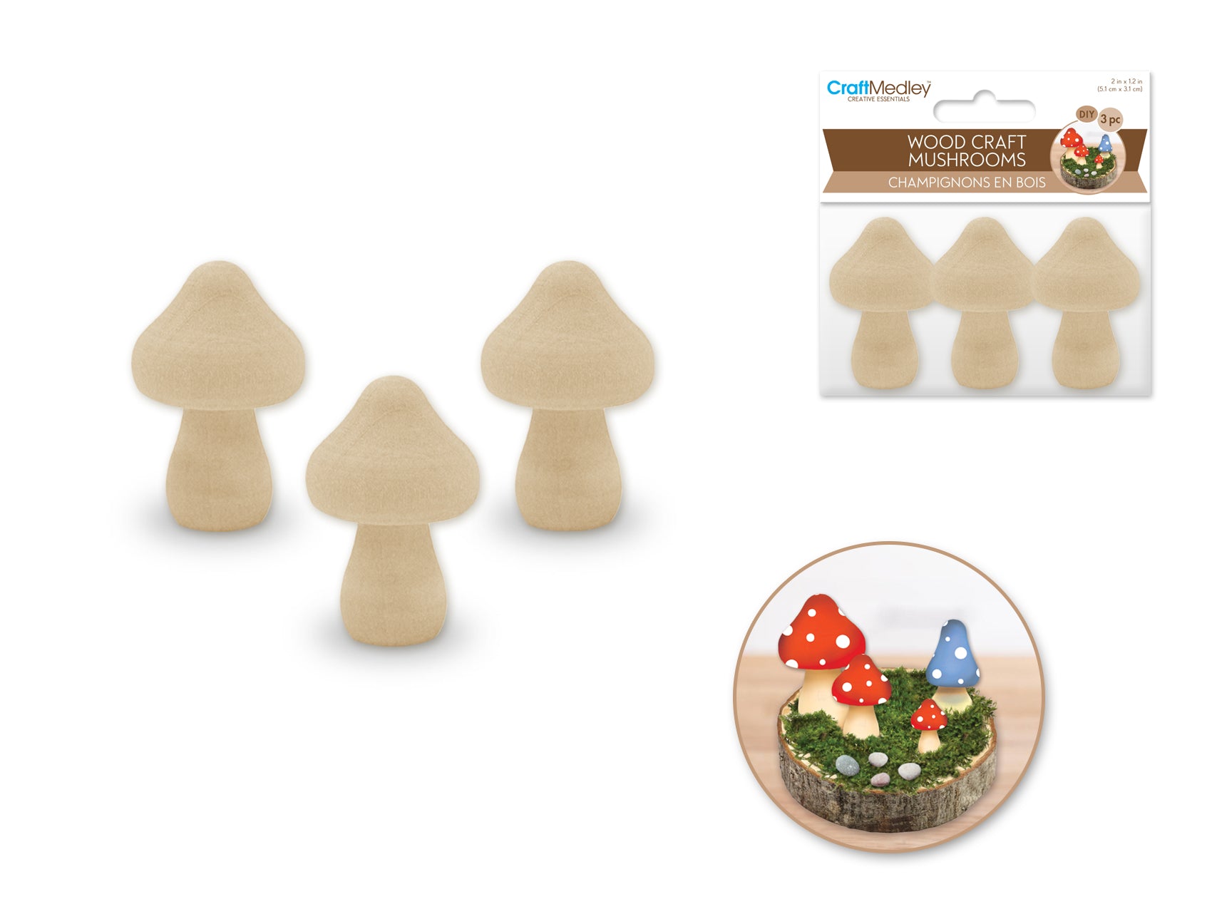Mini Mushroom Set of 3