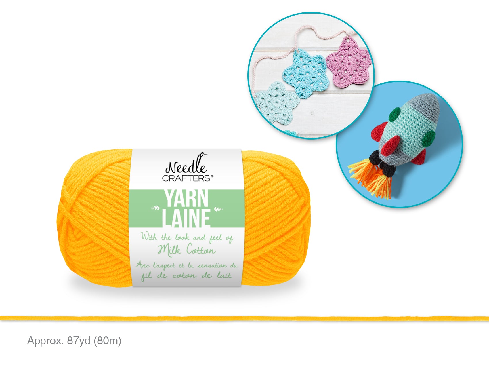 Needlecrafters 50g Acrylic Milk Cotton Yarn, Golden Yellow