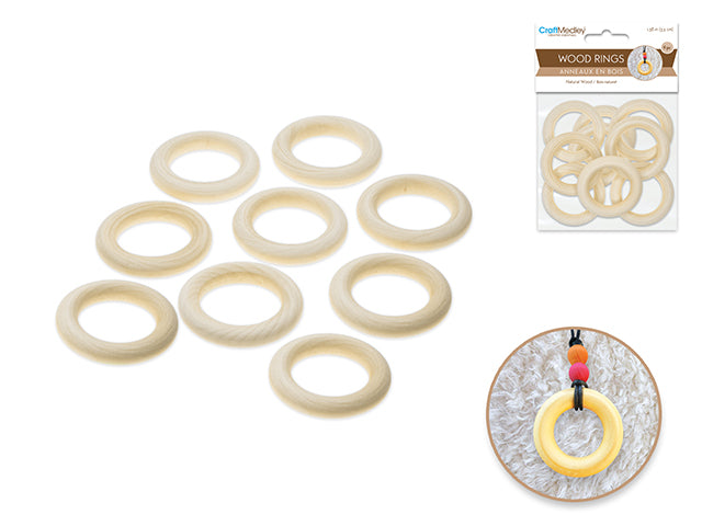 Natural Craft Rings, 35mm, 9 Pack