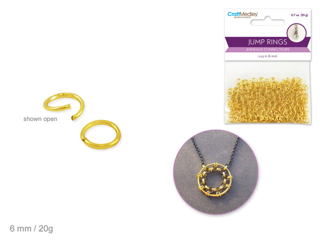 Gold 6mm Jump Rings, 350 Count
