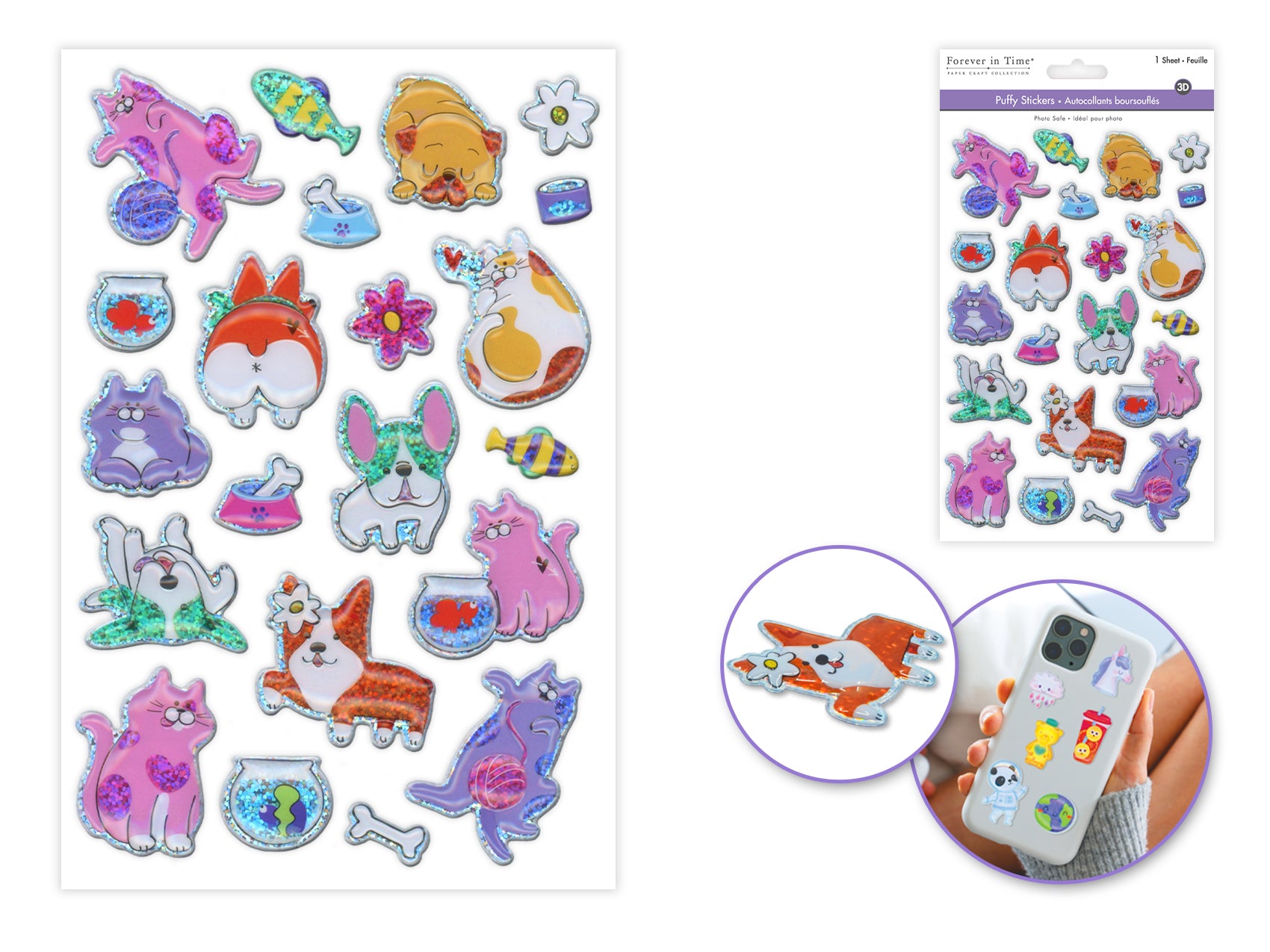 3D Puffy Shine Pet Lover Stickers